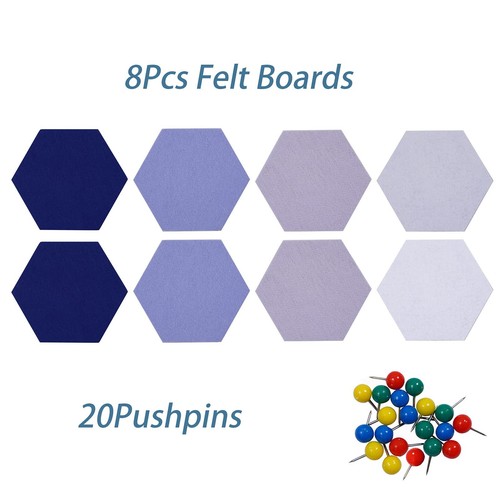 8 PCS Hexagon Felt Cork Board Tiles Self-Adhesive Pin Board for Wall - Picture 2 of 6
