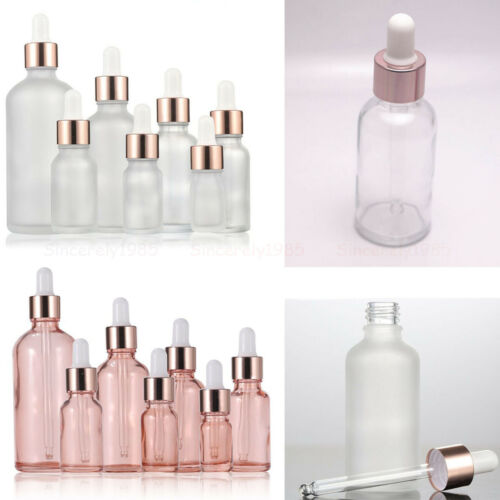 5/15/30/100 ml bouteilles compte-gouttes en verre or rose pour essence huiles essentielles liquides  - Photo 1/15