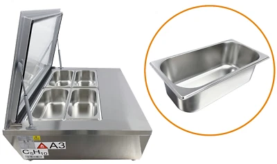 COOLER DEPOT NEW 4 Pan Gelato Ice Cream Freezer Display Showcase Countertop Server NSF