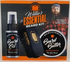 Wild Willie's ESSENTIAL BEARD KIT Beard Oil Brush Beard Balm Men's Grooming Set