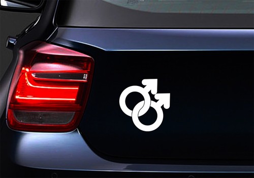 Calcomanía adhesiva de vinilo para automóvil portátil gay masculino homosexual símbolo moto (ia) - Imagen 3 de 10