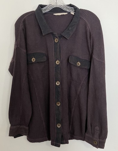 Soft Surroundings Audra Waffle Button Shirt Long Sleeve Lagenlook Small Tunic - Picture 4 of 8