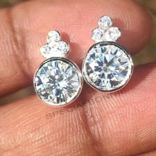 4.10Ct Certified White Diamond Solitaire Studs-Great Shine VIDEO