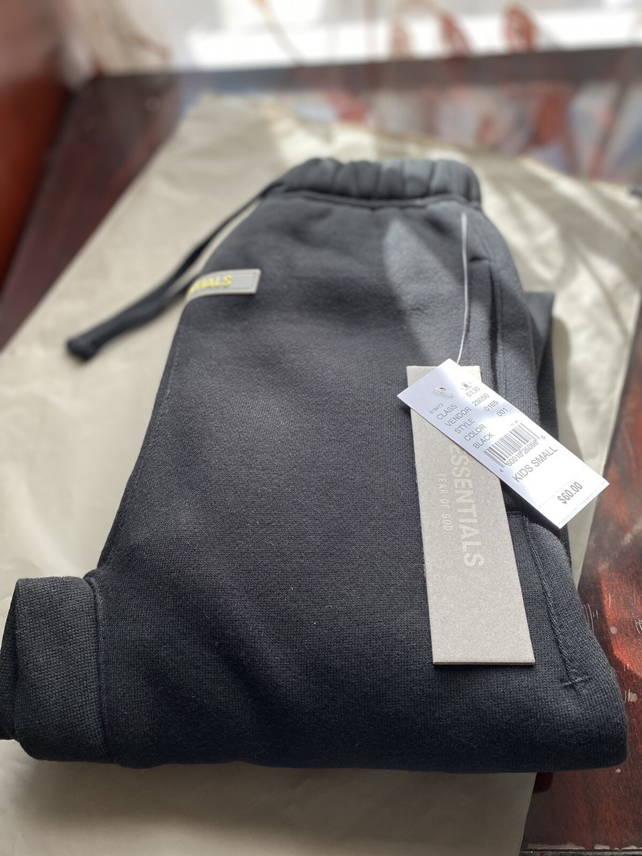 ESSENTIALS Fear Of God SWEATPANTS Kids SIZE S 6/7 Black | eBay 