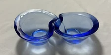 Vintage Transparent Cobalt Blue Nesting Like Bowls "His and Her Rings"  Trinkets