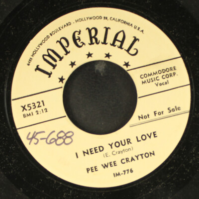 Pee Wee Crayton: You Know, Yeah / I Need Your Love Imperial 7 '' Einzel 45 RPM