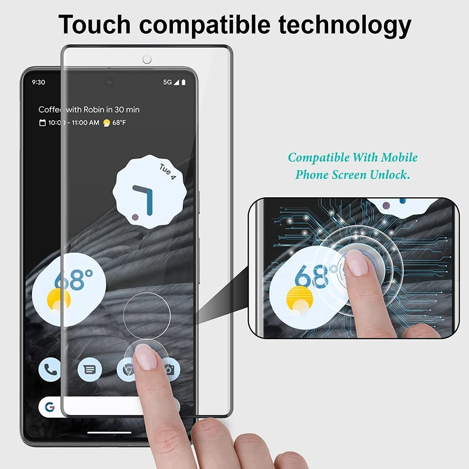 Protector de pantalla de vidrio templado cobertura completa para Google Pixel 7 Pro Foto 3 de 4