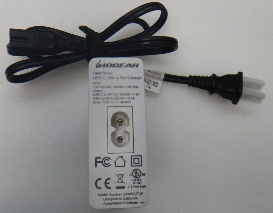 Cargador Original IOGEAR USB-C 72W 4 Puertos GPAWC72W Foto 3 de 4