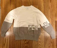 Fendi Kids Sweater Authentic Designer Uni Boy / Girl Cream / Lt Brown size 8