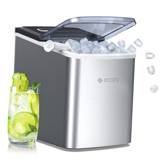 Portable Ice Maker Countertop, 9 Cubes Ready in 6 Bullet Ice 1 Stainless Steel-image