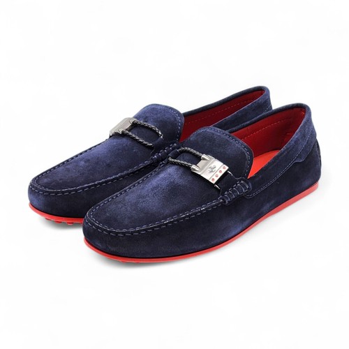 Tod’s for Ferrari Suede Gommino Driving Loafers Navy Blue UK 7 US 8 - NWB $695 - Picture 3 of 8