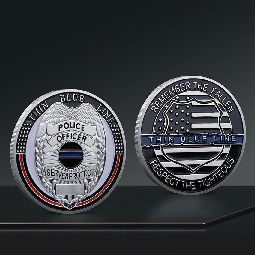 Serve Protect Thin Blue Line Challenge Coin Law Enforcement Police Officer Medal