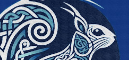 Celtic Delft Blue Squirrel Cross Stitch Design + Pattern Keeper Compatible File - Picture 2 of 7