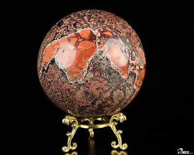 3.5'' Brown Snowflake Hand Carved Crystal Ball/Sphere, Crystal Healing
