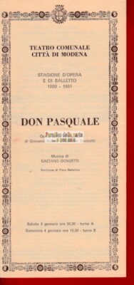 STADTTHEATER MODENA SAISON OPER UND BALLETT 1980/81 DON PASQUALE, DONIZETTI