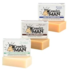 Solid Shampoo Bar Rich Lather 3 in 1: Hair, Beard & Body Wash - Plastic Free
