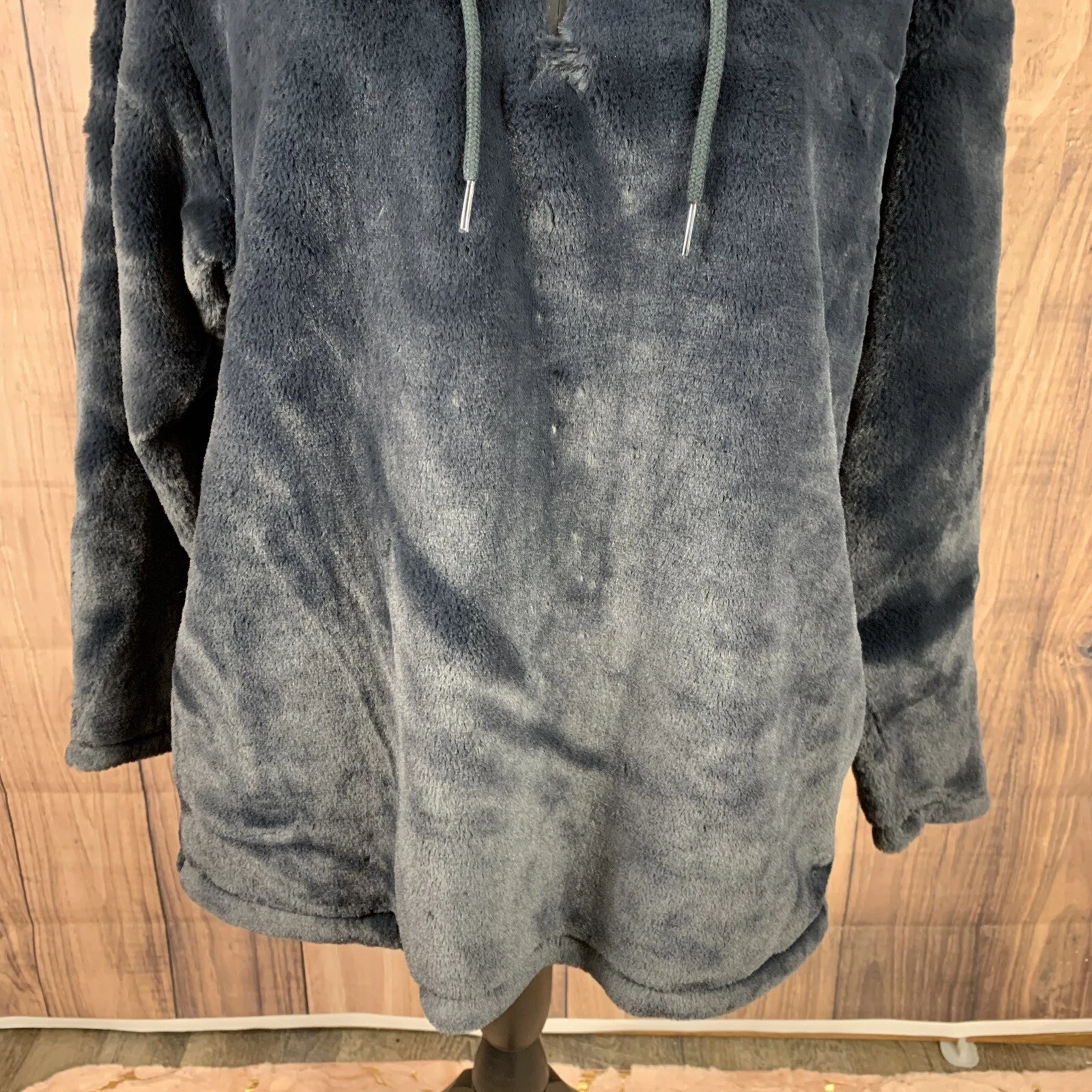 UNDERCOVER Victorias Secret rosa mezza zip teddy sherpa pullover giacca cappuccio blu navy XS