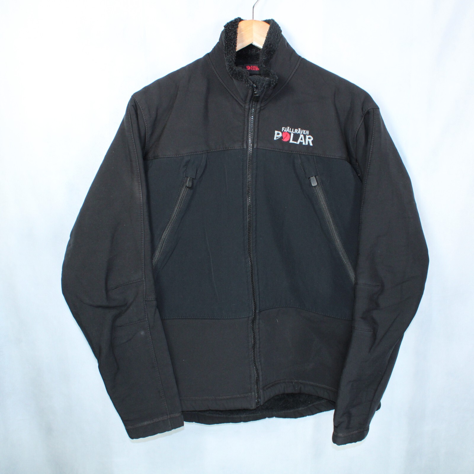 Fjallraven Polartec Fleece Sweater Mens Medium Black Softshell Zipped Pockets
