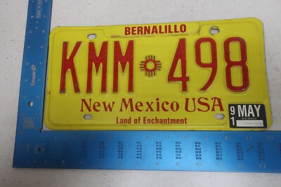 New Mexico License Plate Tag NM 1991 91 Bernalillo County KMM-498