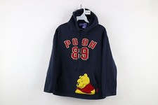 Vintage Disney Womens Large Faded Spell Out Winnie the Pooh Hoodie Sweatshirt