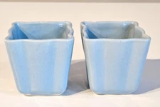 Vintage Shawnee Pottery Square Planter 3"H Blue Set of 2 MCM 1950s Succulent Pot