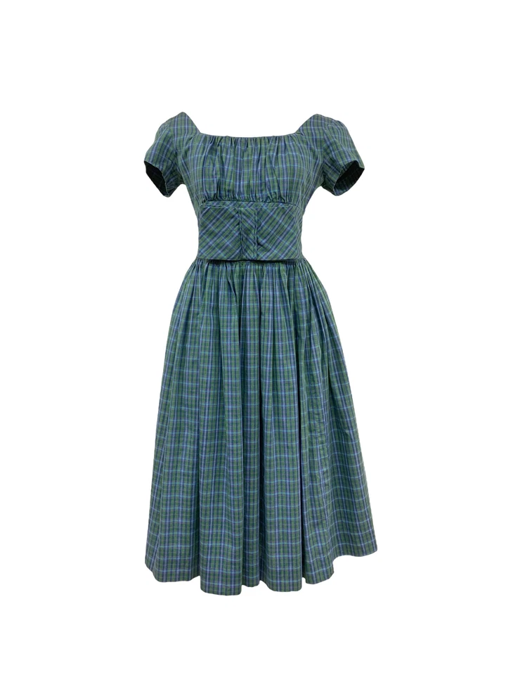 Vestido de fiesta vintage de los años 50 de diseñador Jonathan Logan a cuadros detalle de lazo Foto 3 de 4