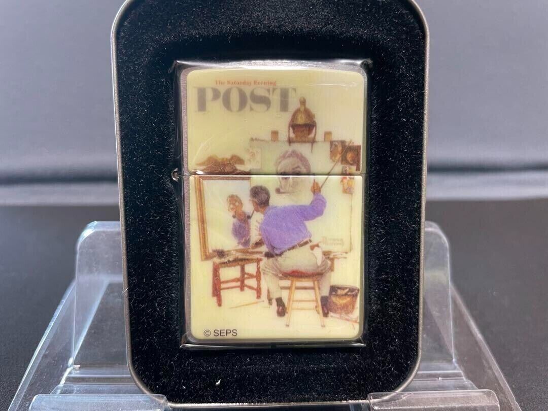 Rare 2002 Norman Rockwell Self Portrait Zippo Lighter in Zippo Presentation Box