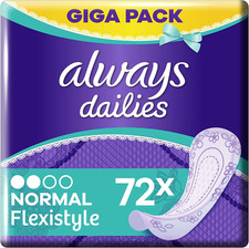 Image of Always Dailies Women'S Flexistyle Normal Pantiliners (72 Pads) Giga Pack, Suitab