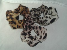 NOIR LEOPARD PRINT FABRIC ELASTIC SCRUNCHIES PONYTAIL HOLDERS HAIR ACCESSORY