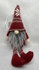 Christmas Gnome 13.5 inches Christmas Ornament Red Gray White