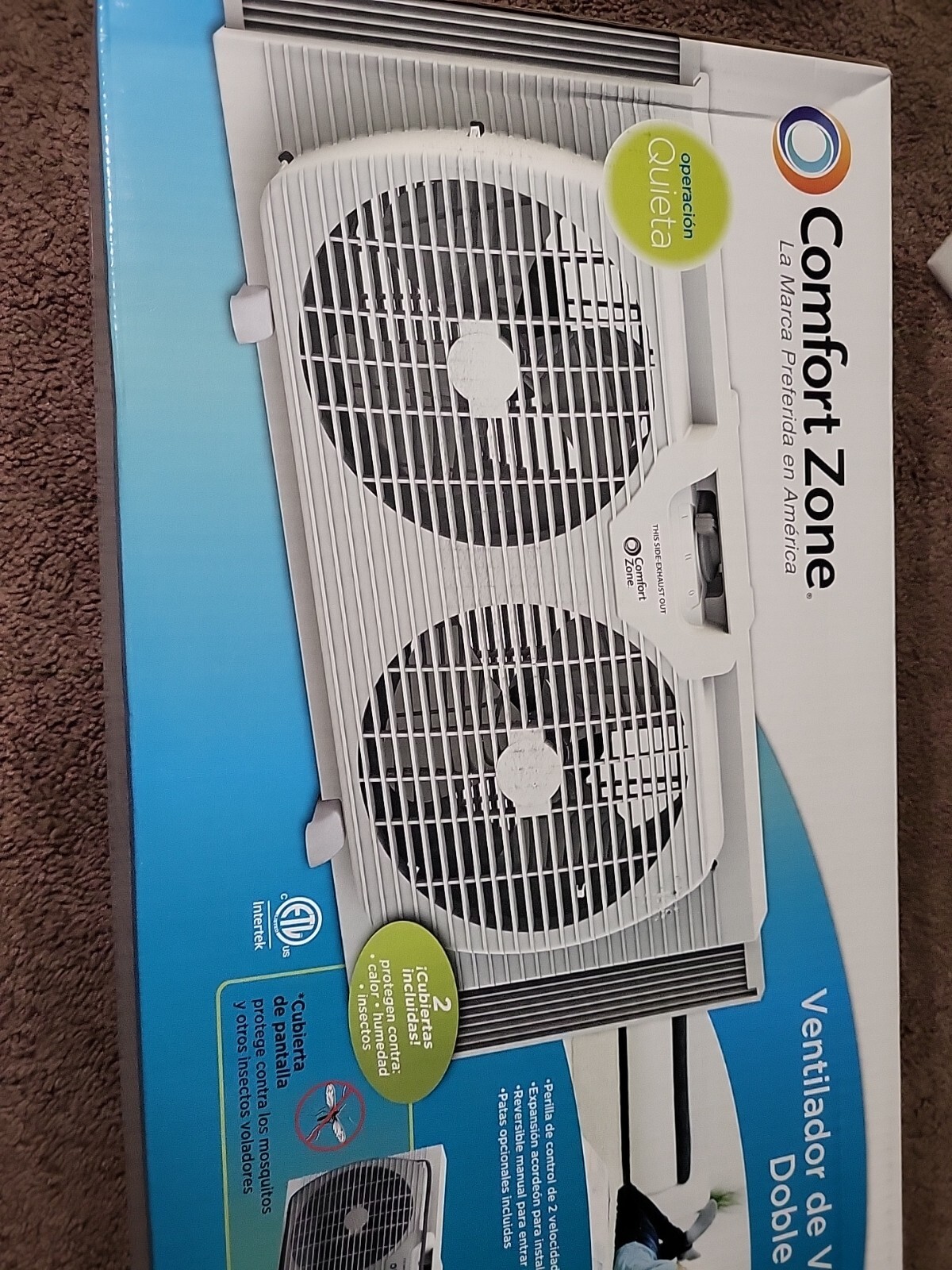 Comfort Zone 9 Inch 2Speed Reversible Twin Window Fan W/ Covers