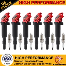 6 Pack Ignition Coil 0221504470 + IRIDIUM Spark Plug for BMW E46 E60 E90 X3 X5