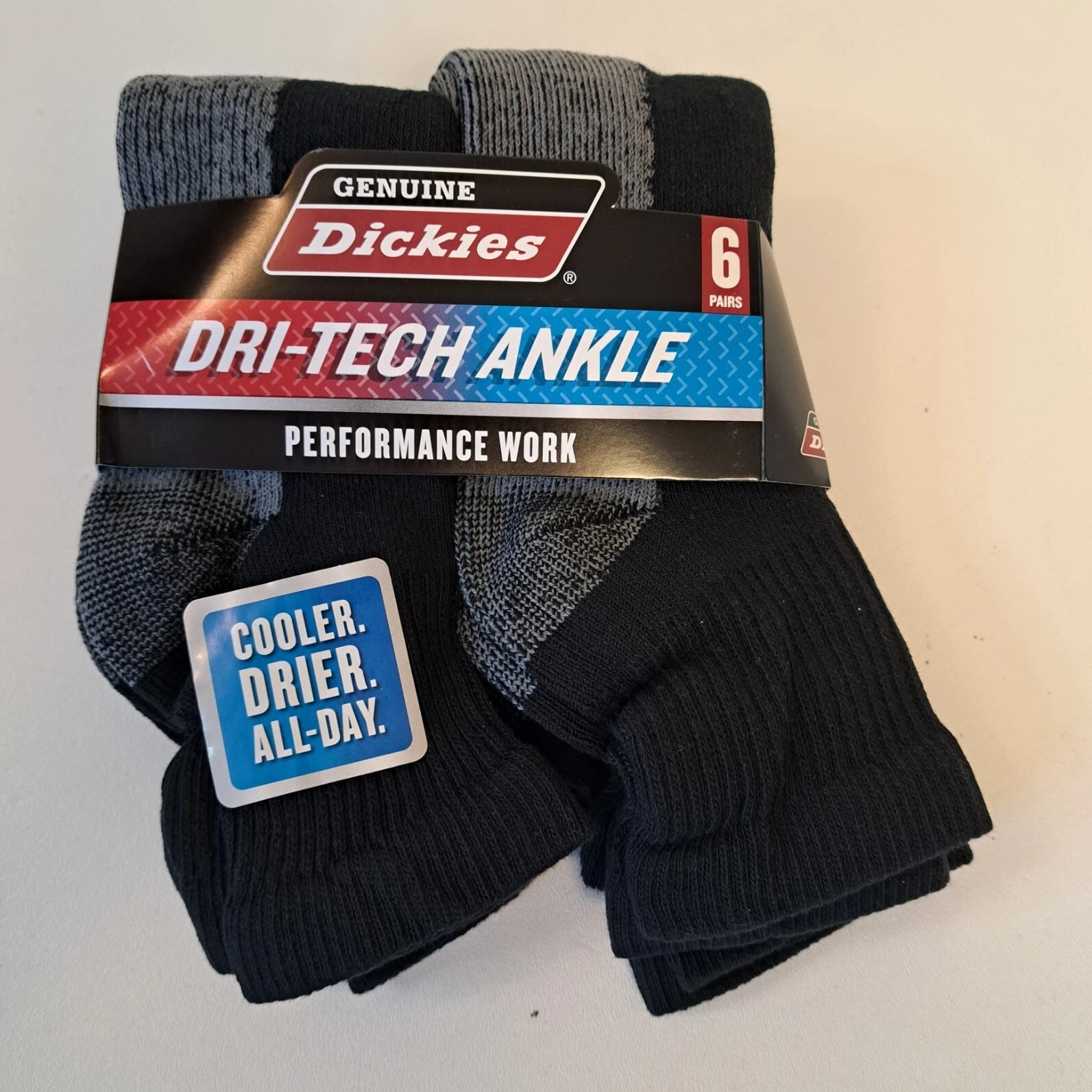 Genuine Dickies Men's Dri-Tech Ankle Socks, 6-Pack Quarter cut Black Grey Work
Opens in a new window
