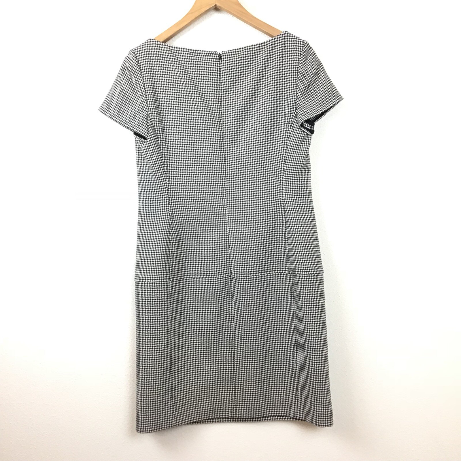 Ralph Lauren Black Label Dress 6 Black White Houndstooth Wool Shift Women’s $2K image 6