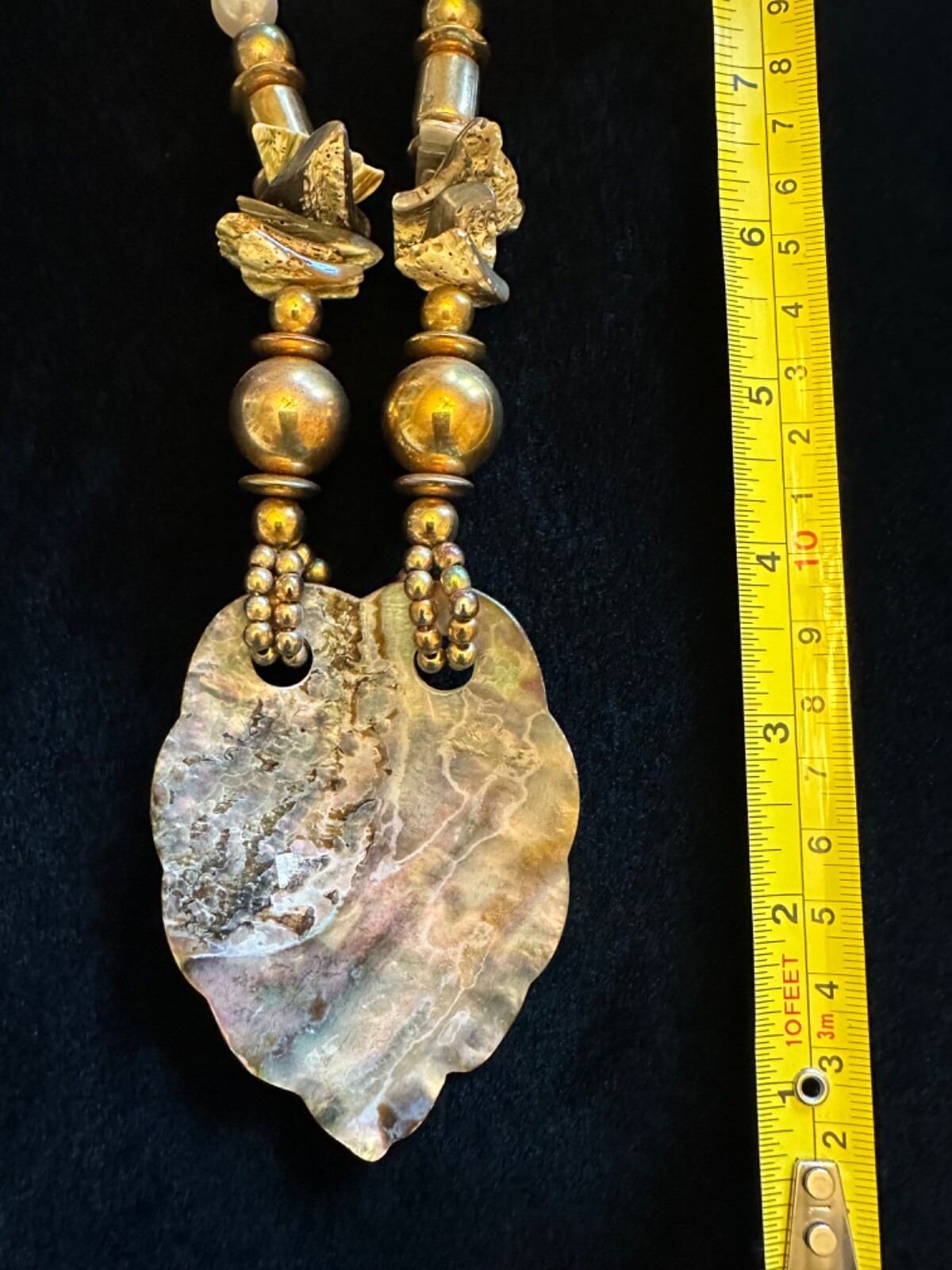 Large abalone shell necklace vintage - image 3