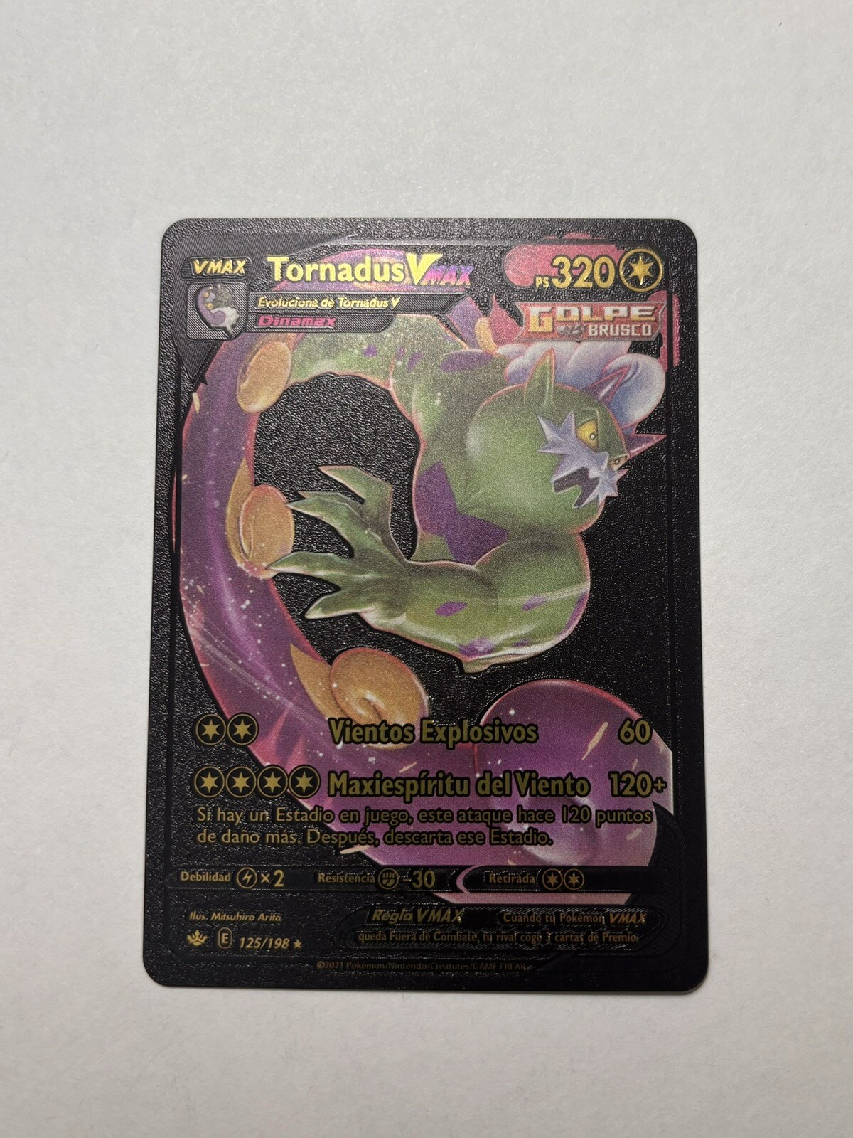 Tornadus VMAX 209/198 HP320 Black Foil Fan Art Display Card NM