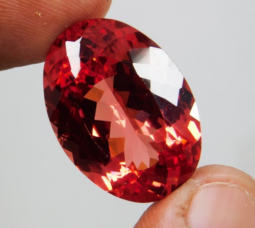 Zafiro Padparadscha genuino natural impecable 37,80 quilates forma ovalada piedra preciosa - Imagen 8 de 17