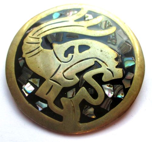 Broche Vintage Argent émail Cloisonné Turquoise - Bijou Ancien Rare - 1603