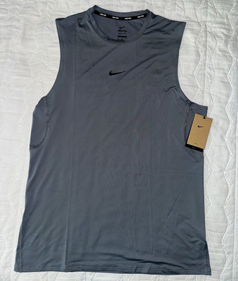 Nike Pro Dri-FIT Men's L Gray Sleeveless Tank Crew Neck Tagless Logo