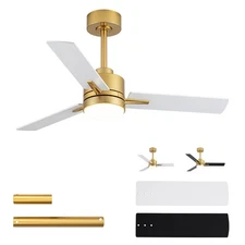 42'' Ceiling Fan with Lights and Remote, Low Profile Modern Ceiling Fan Gold,...