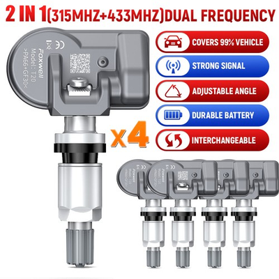 #ad FOXWELL T20 433MHz Universal TPMS Metal Sensor 4PCS Tire Pressure Monitoring Too $79.99