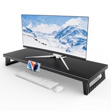 All-Metal Foldable Monitor Stand with 28cm Wide Desktop,, Headphone  Mic Jac...