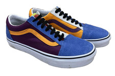 VANS Old Skool Suede Canvas Sneakers Blue Orange Purple White Men 5 Women 6.5