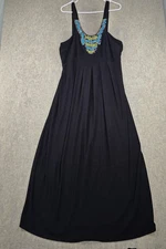 Cato Woman Plus Size Maxi Dress Black Beaded Scoop Neck Flowy Sleeveless 22/24W