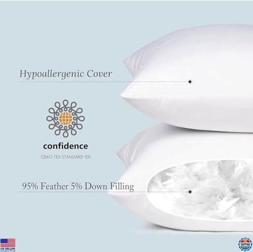 26x26 Euro Kisseneinlagen (2er Pack) weiß Daunen Federn Stoff für Bett & Couch - Bild 2 von 6