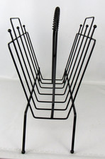 1960s Atomic Style Black Magazine or Record Rack Mid Century Modern