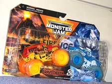 MONSTER JAM 2024 1/64 WALMART ONLY FIRE & ICE GRAVE DIGGER & EL TORO LOCO RARE!