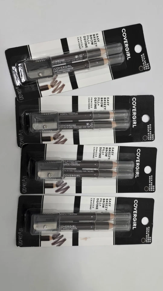 Covergirl Easy Breezy Brow Fill+Define Pencil Crayon # 505 Rich Brown Lot Of 4 - Image 2 of 4