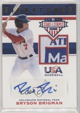 2017 USA Baseball Stars & Stripes Laundry Tag 8/8 Bryson Brigman Patch Auto 0i76