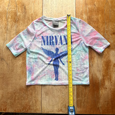 Nirvana Women’s Cropped Mesh Lace Tie-Dye Top Size M 90s Grunge